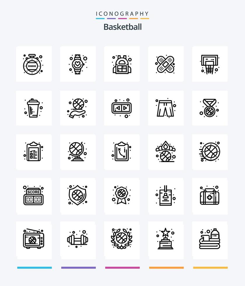 creatief basketbal 25 schets icoon pak zo net zo basketbal. hoepel. loop. basketbal. letsel vector