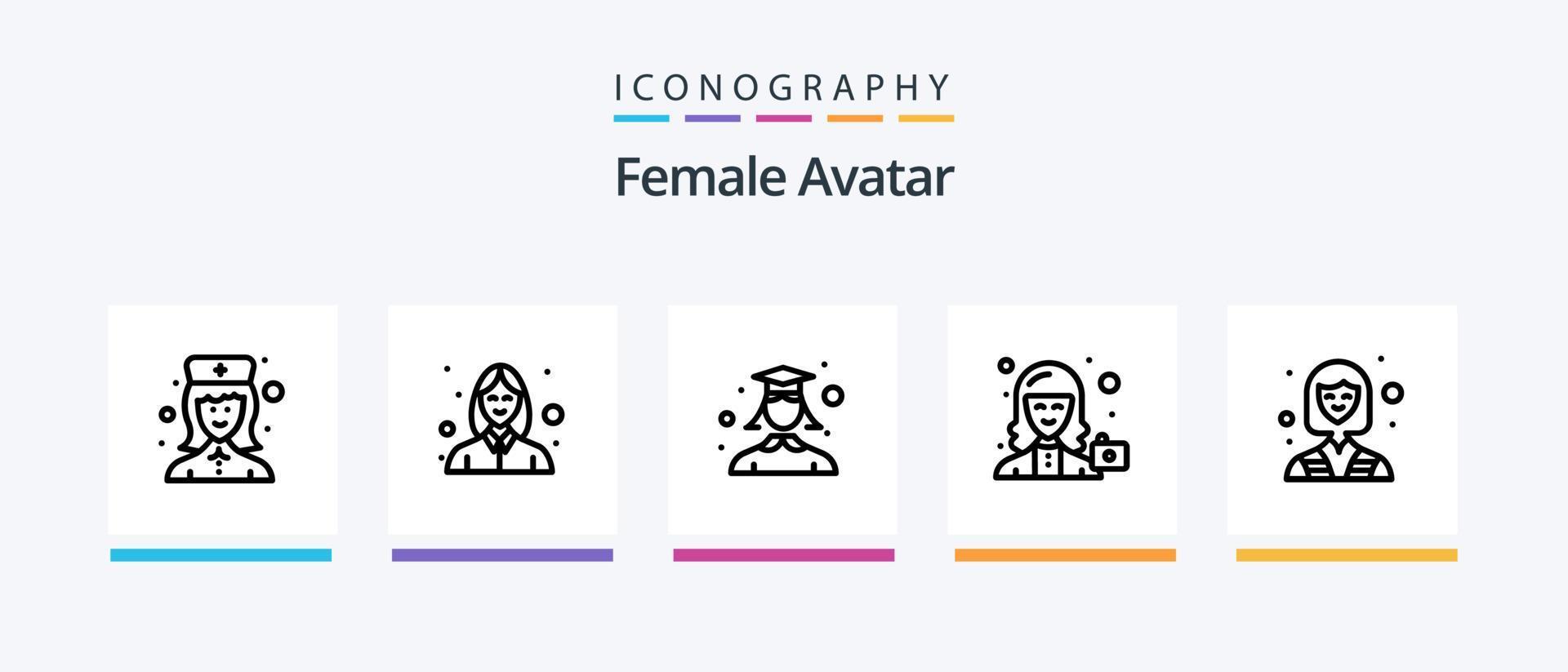 vrouw avatar lijn 5 icoon pak inclusief dame golfspeler. golf speler. bedrijf. golf. arbeider. creatief pictogrammen ontwerp vector