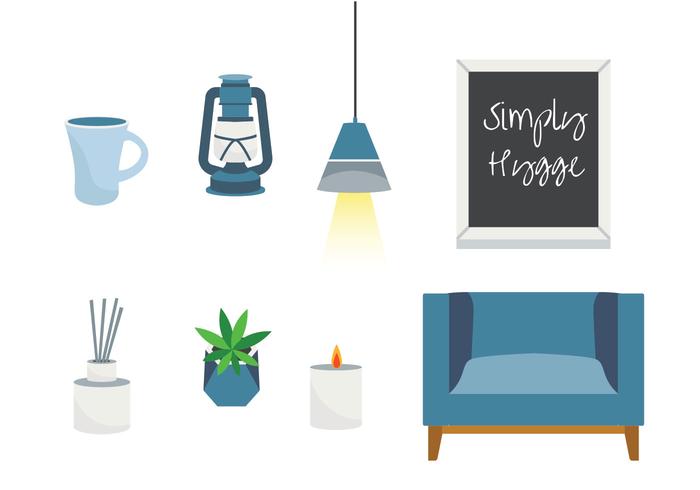 hygge essentials decoration vector pack