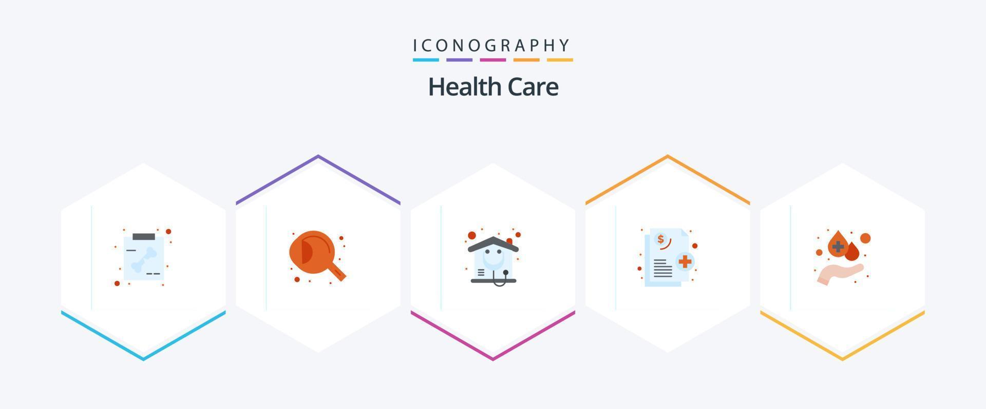 Gezondheid zorg 25 vlak icoon pak inclusief zorg. huis. medisch. Gezondheid vector