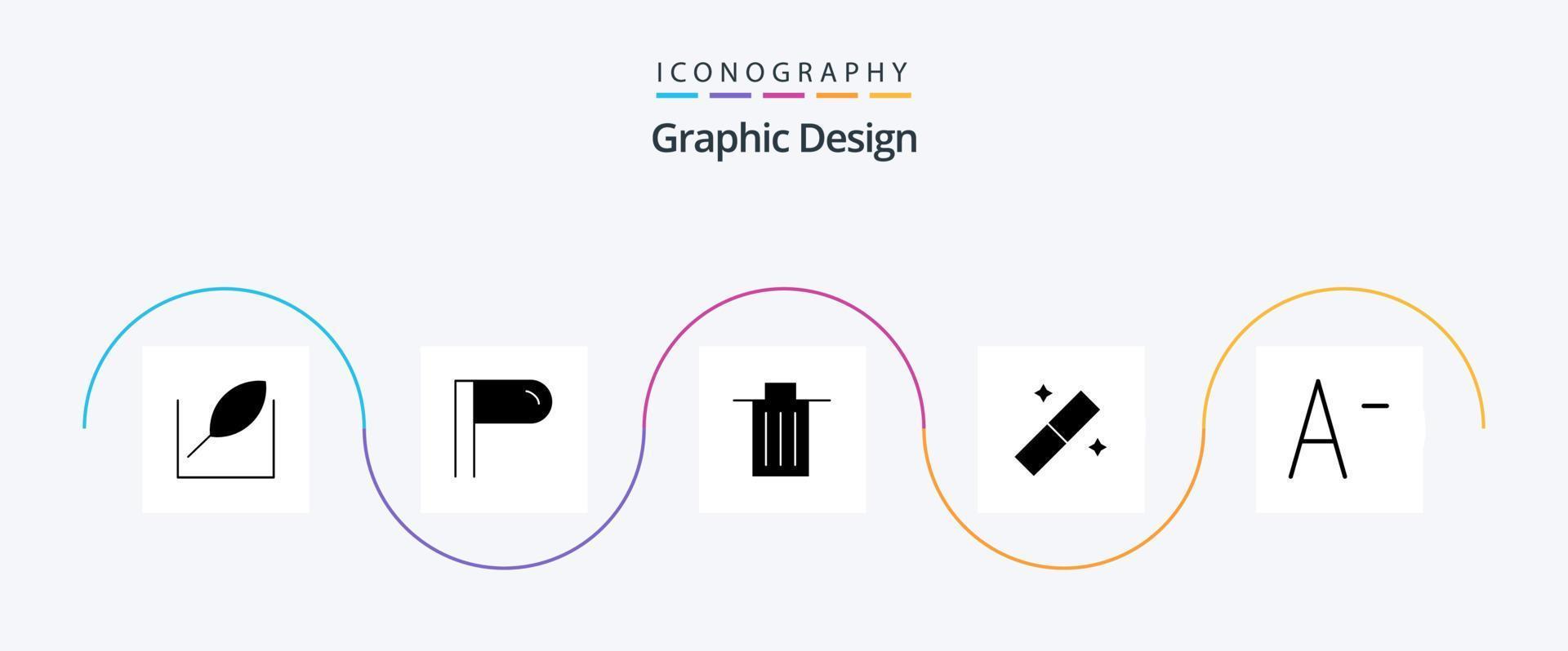 ontwerp glyph 5 icoon pak inclusief . afval. lettertype. gereedschap vector