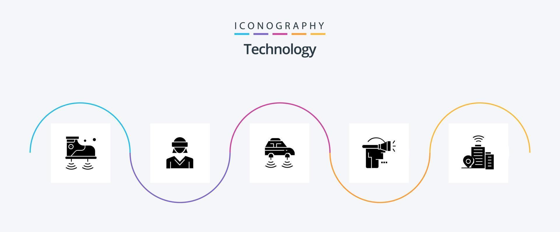 technologie glyph 5 icoon pak inclusief virtueel realiteit. menselijk. vrouw. hoofd. slim vector