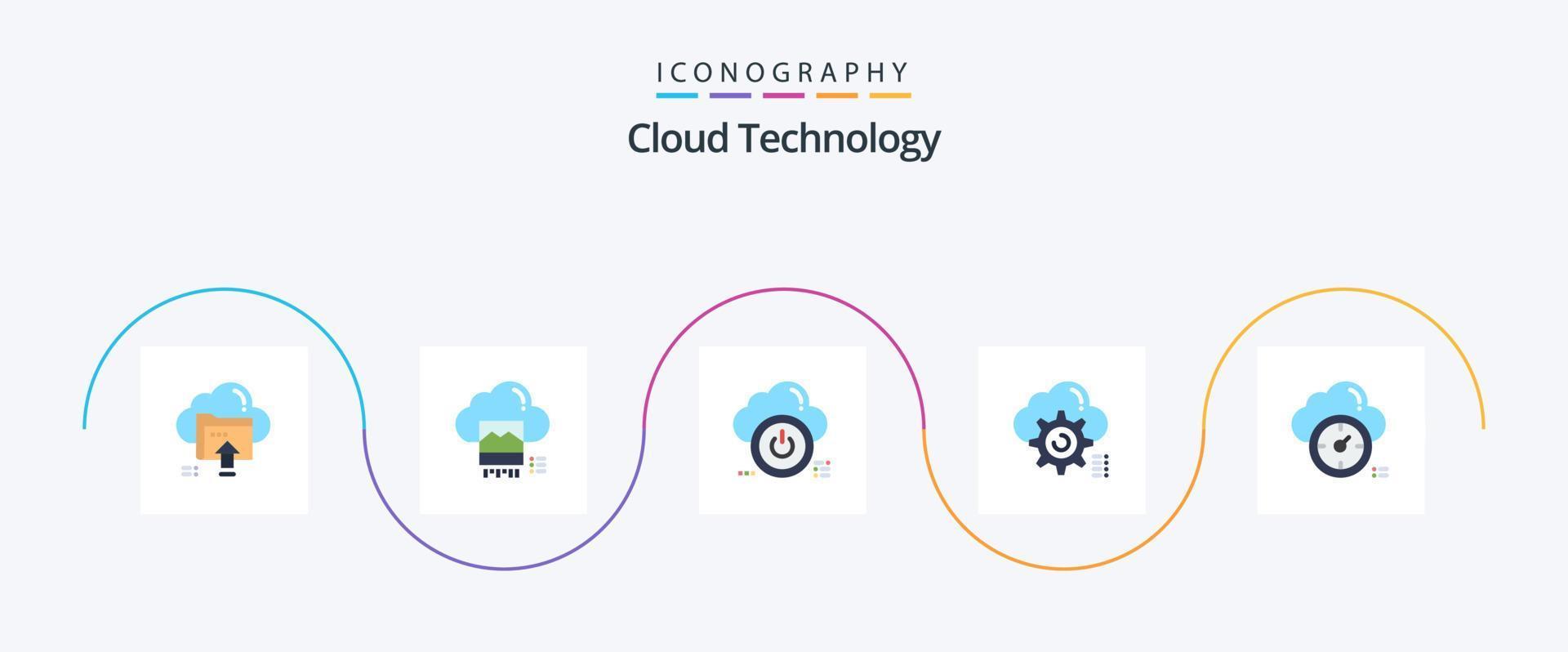 wolk technologie vlak 5 icoon pak inclusief wolk. versnelling. wolk. uit. naar beneden vector