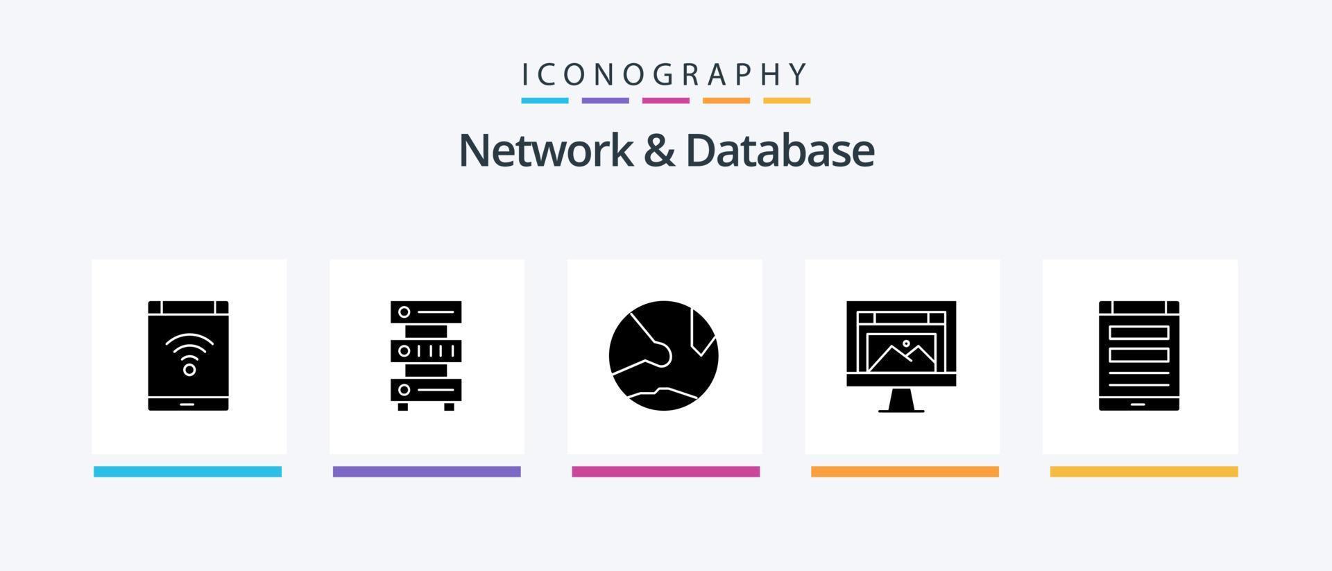 netwerk en databank glyph 5 icoon pak inclusief ontwerp. app. server. sociaal. netwerk. creatief pictogrammen ontwerp vector