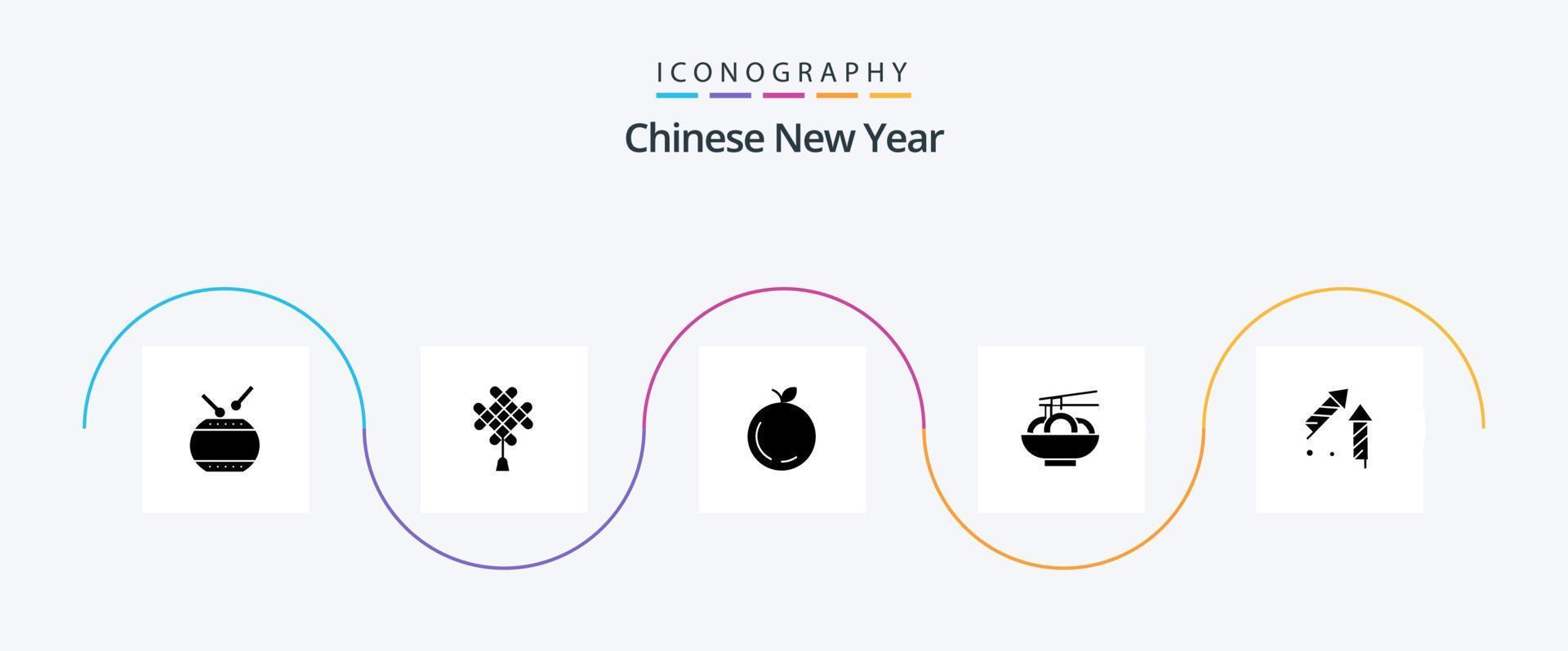 Chinese nieuw jaar glyph 5 icoon pak inclusief Nieuwjaar. nieuwe. Nieuwjaar. Chinese. decoratie vector