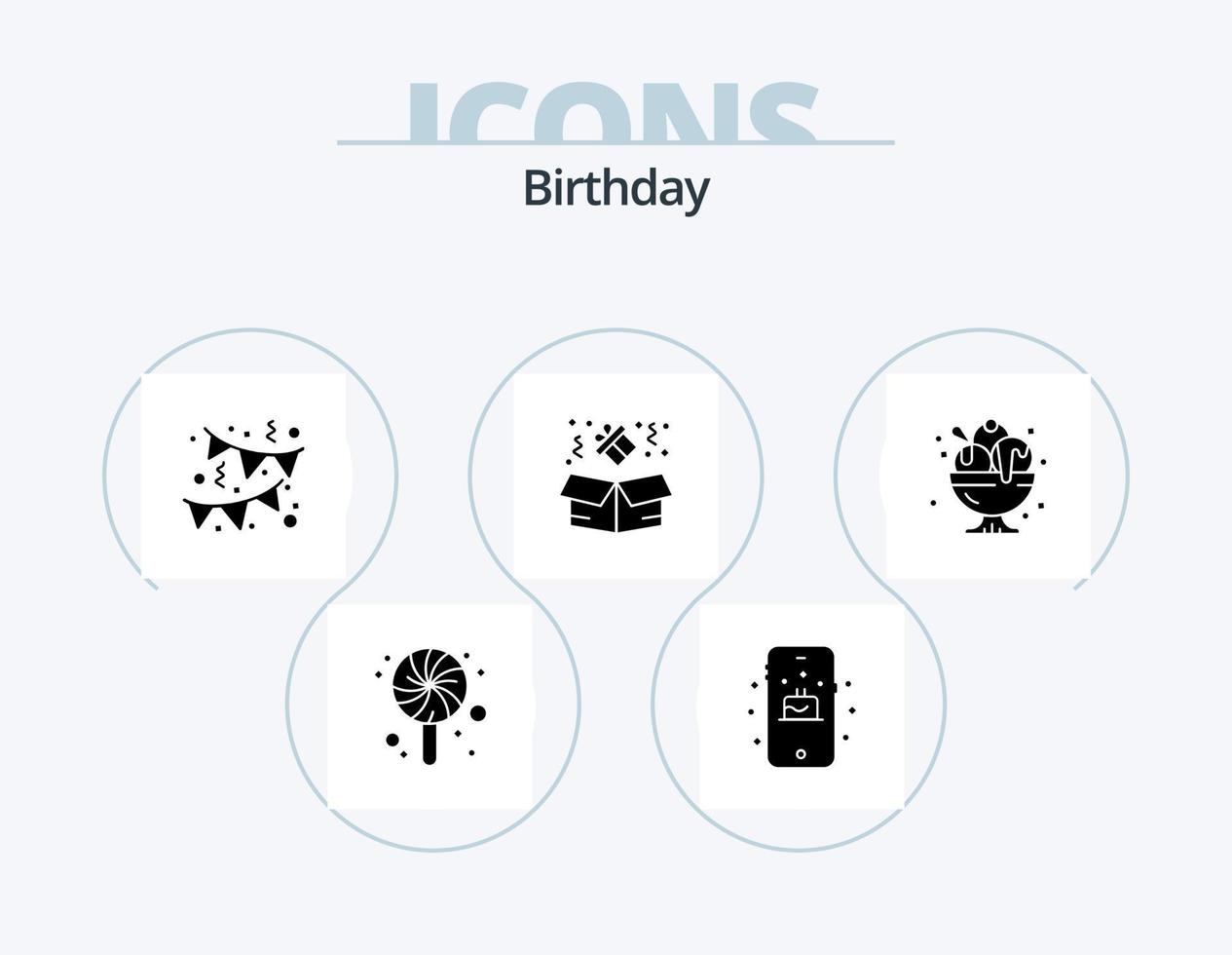 verjaardag glyph icoon pak 5 icoon ontwerp. . feest. feest. ijs room. verjaardag vector
