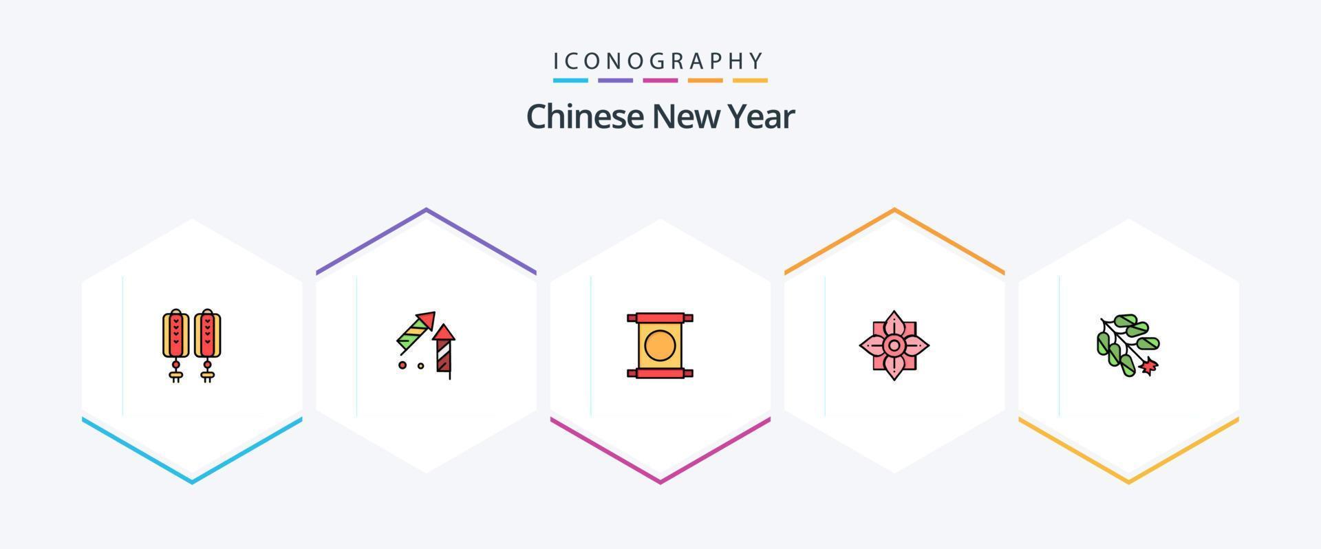 Chinese nieuw jaar 25 gevulde lijn icoon pak inclusief Nieuwjaar. nieuwe. Nieuwjaar. Chinese. voetzoeker vector