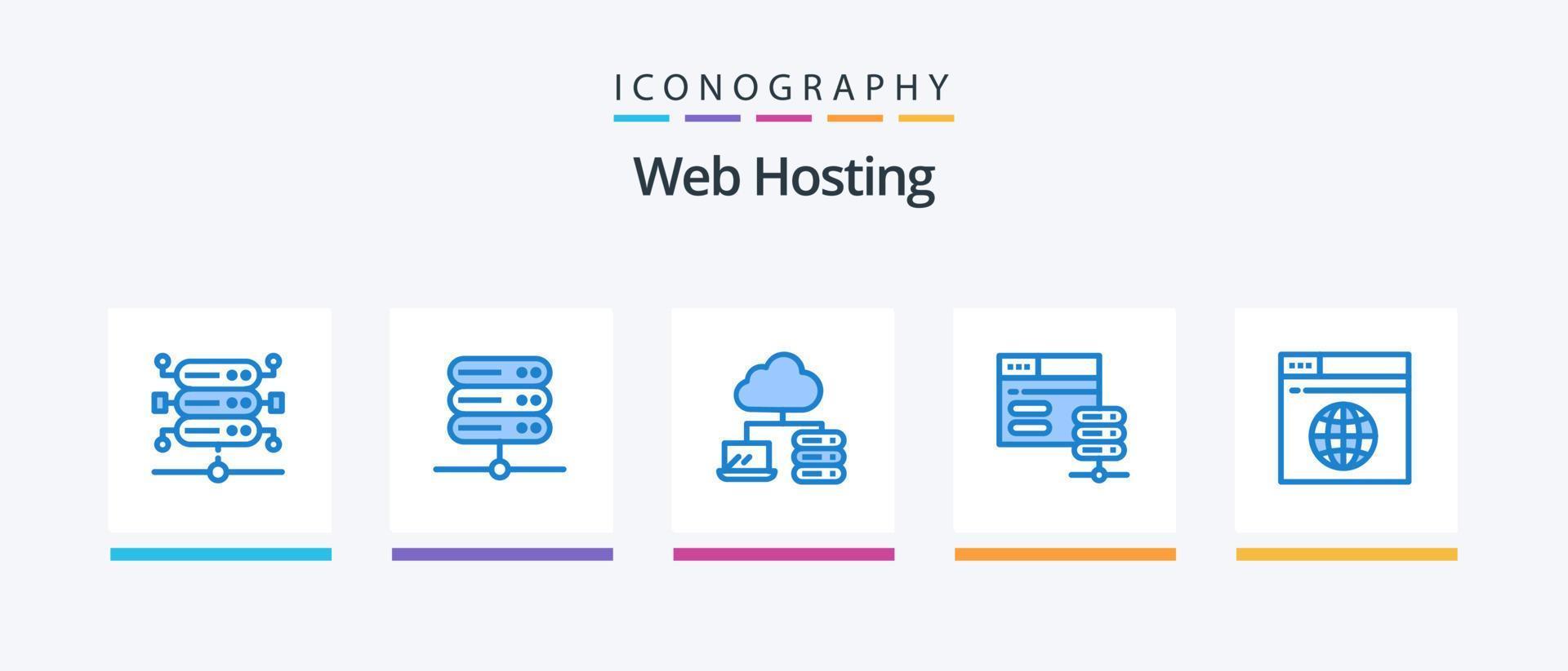 web hosting blauw 5 icoon pak inclusief . server. server. creatief pictogrammen ontwerp vector