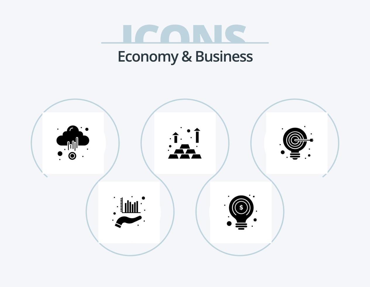 economie en bedrijf glyph icoon pak 5 icoon ontwerp. idee. wolk. geld. financiën vector