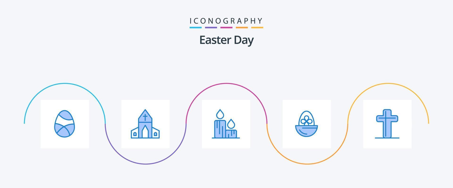 Pasen blauw 5 icoon pak inclusief voedsel. Pasen. kruis. gekookt ei. natuur vector
