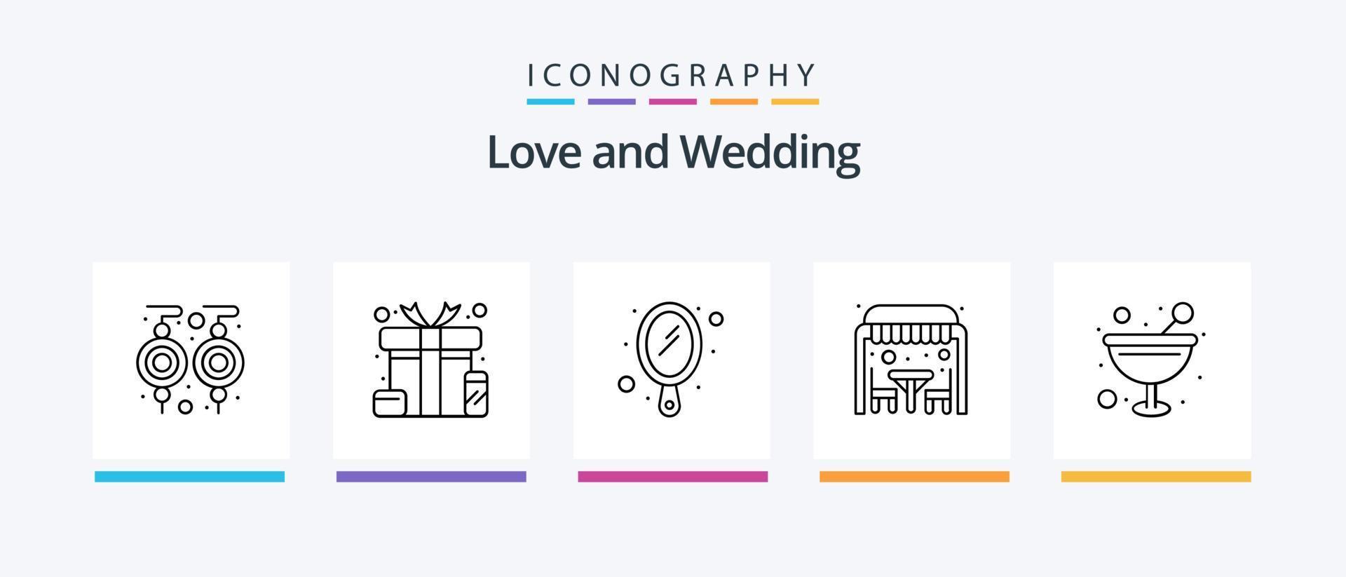 bruiloft lijn 5 icoon pak inclusief bruiloft. boog. taart. tamboerijn. instrument. creatief pictogrammen ontwerp vector