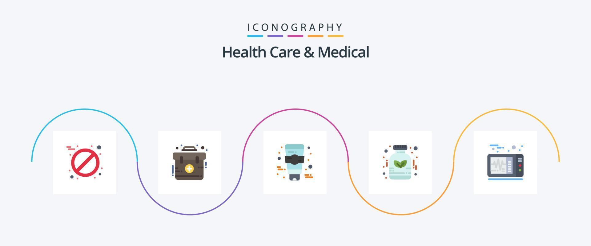 Gezondheid zorg en medisch vlak 5 icoon pak inclusief . hart verslaan. gezicht. elektrocardiogram. homeopathie vector