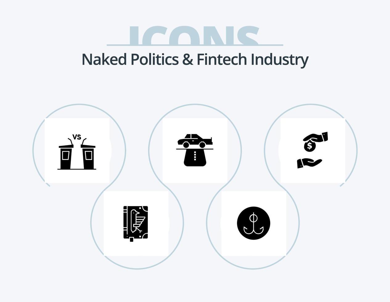 naakt politiek en FinTech industrie glyph icoon pak 5 icoon ontwerp. tapijt. Gezag. sport. voordeel. politicus vector