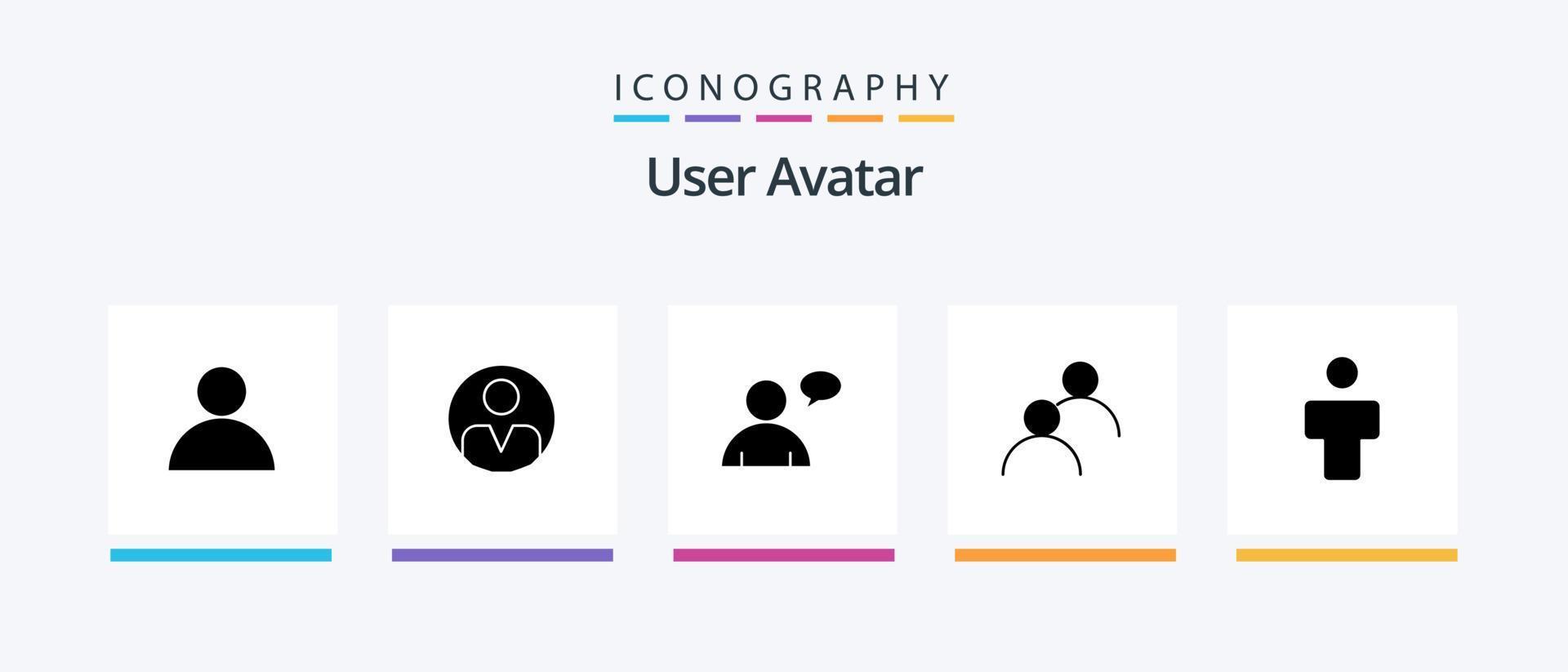 gebruiker glyph 5 icoon pak inclusief profiel. mannetje. chatten. avatar. avatar. creatief pictogrammen ontwerp vector