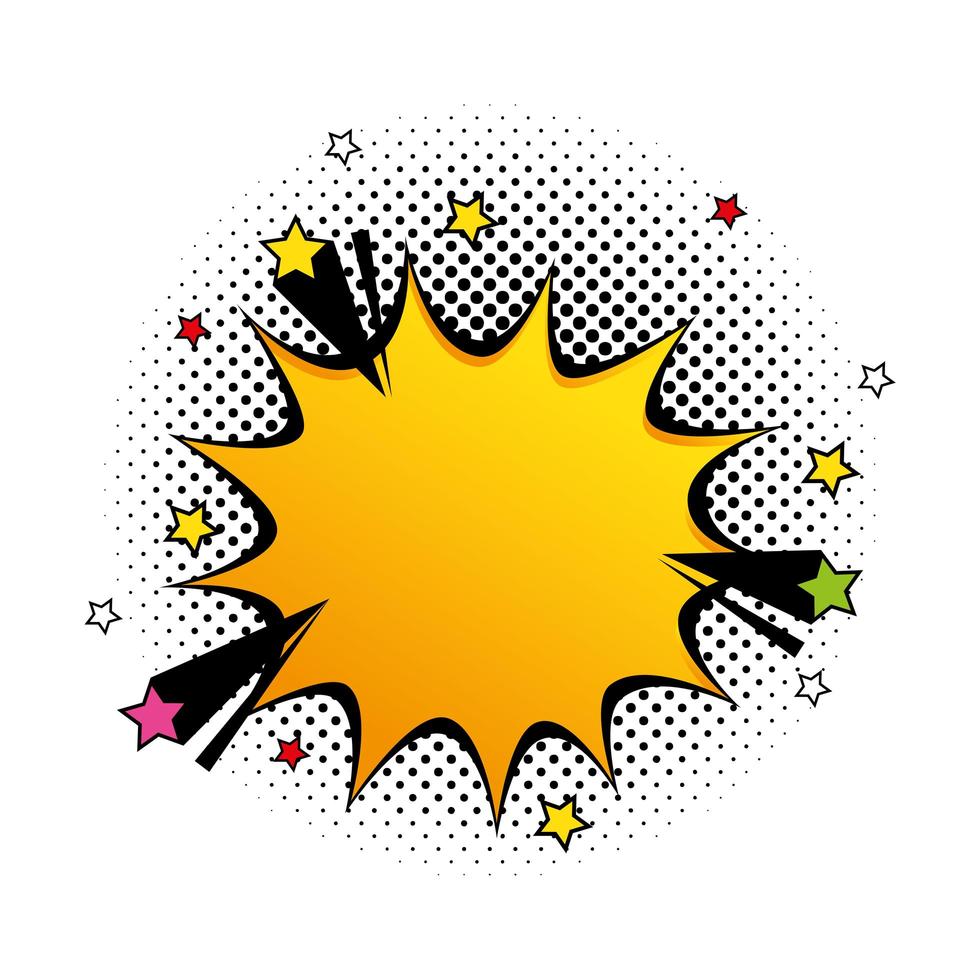 explosie gele kleur met sterren pop-art stijlicoon vector