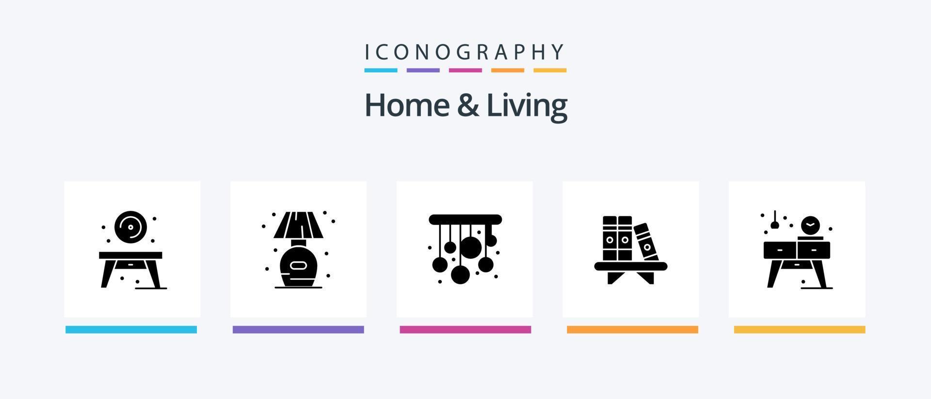huis en leven glyph 5 icoon pak inclusief tafel. huis. huis. plank. leven. creatief pictogrammen ontwerp vector