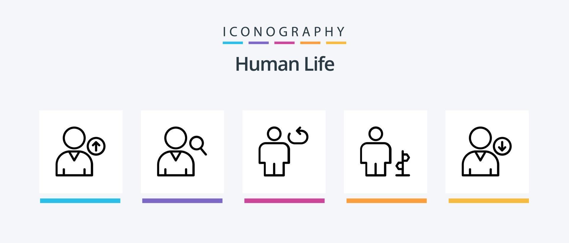 menselijk lijn 5 icoon pak inclusief lichaam. gebruiker. avatar. op slot doen. land. creatief pictogrammen ontwerp vector
