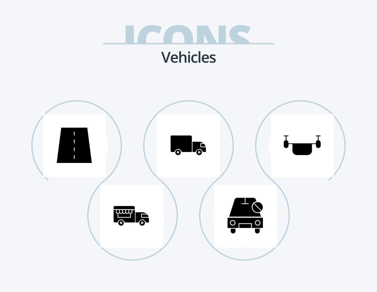 voertuigen glyph icoon pak 5 icoon ontwerp. lucht. vervoer. brug. logistiek. snelweg vector