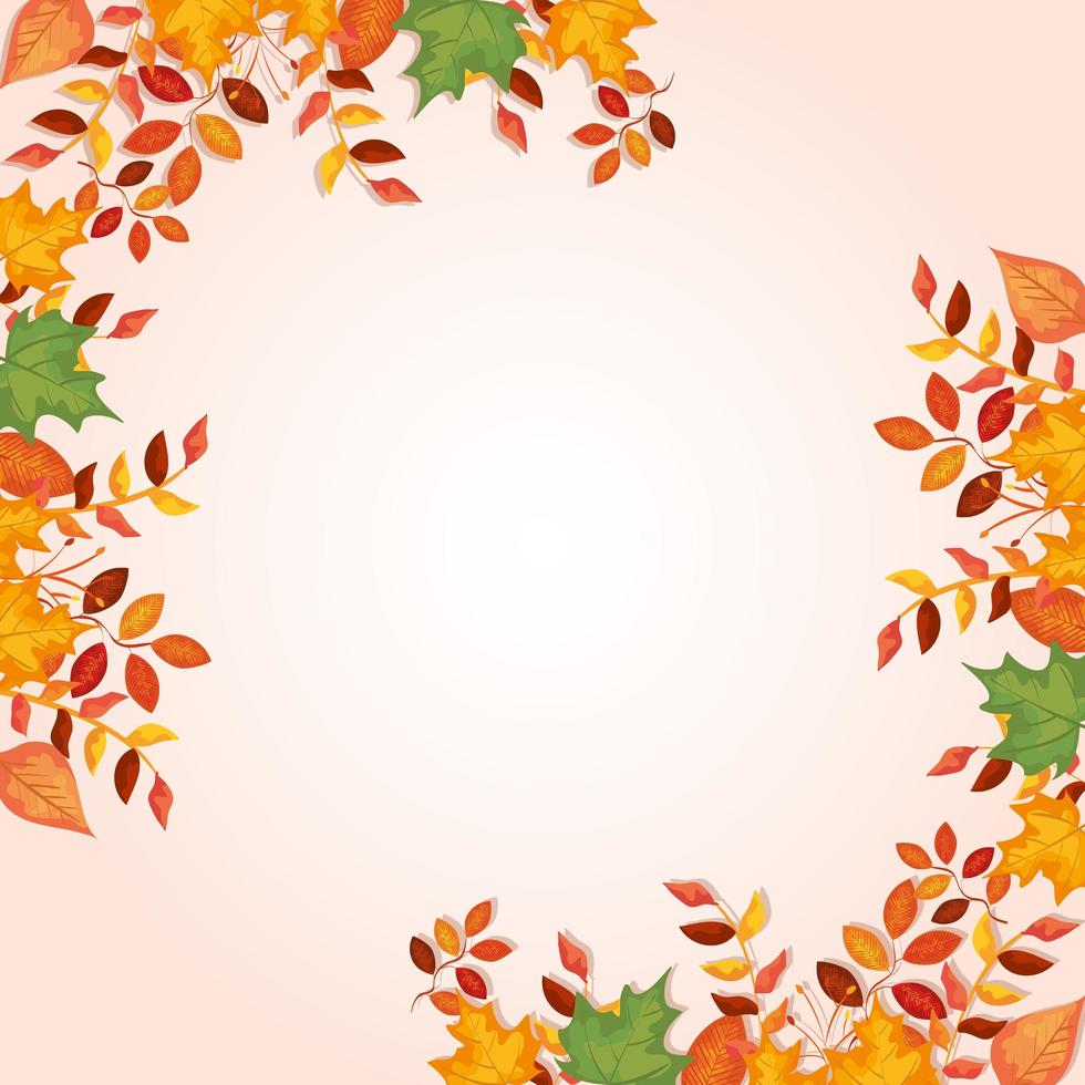 frame decoratie van bladeren herfst vector