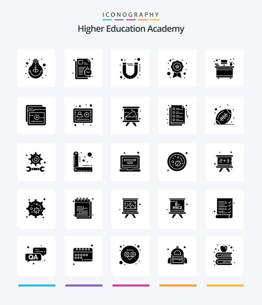 creatief academie 25 glyph solide zwart icoon pak zo net zo interieur. school. tijd. herkenning. prijs vector