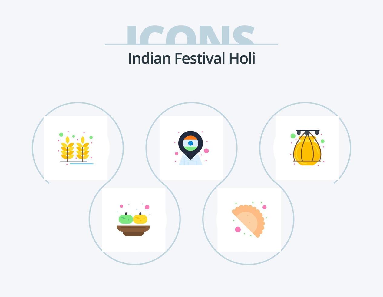 holi vlak icoon pak 5 icoon ontwerp. terracotta. Indië. voedsel. Indië. land vector