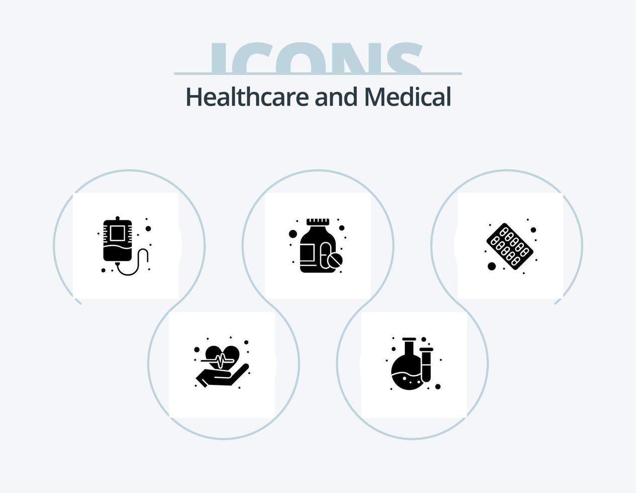 medisch glyph icoon pak 5 icoon ontwerp. . geneesmiddel. bijdrage. pillen . capsule vector