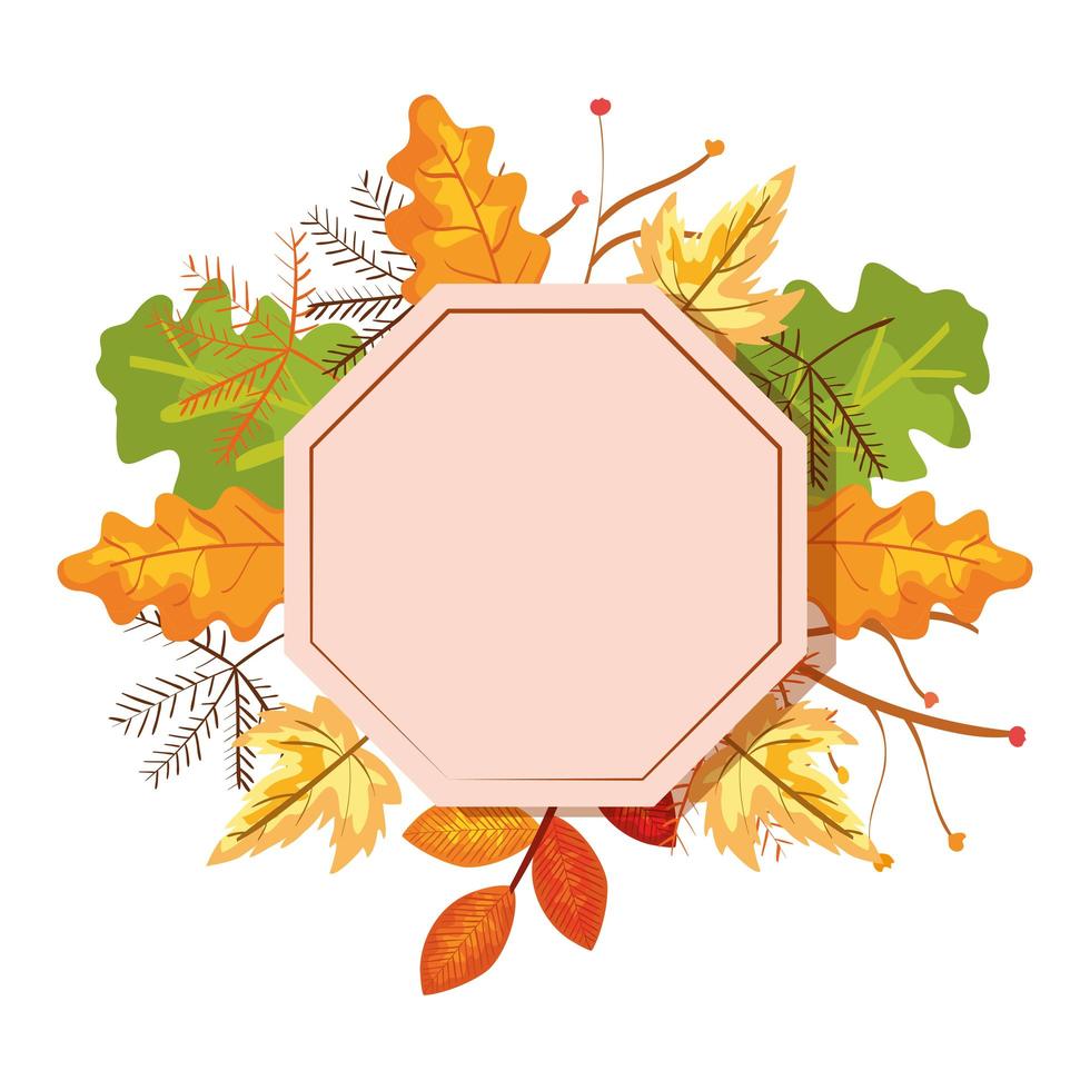 frame met herfstbladeren decoratie vector