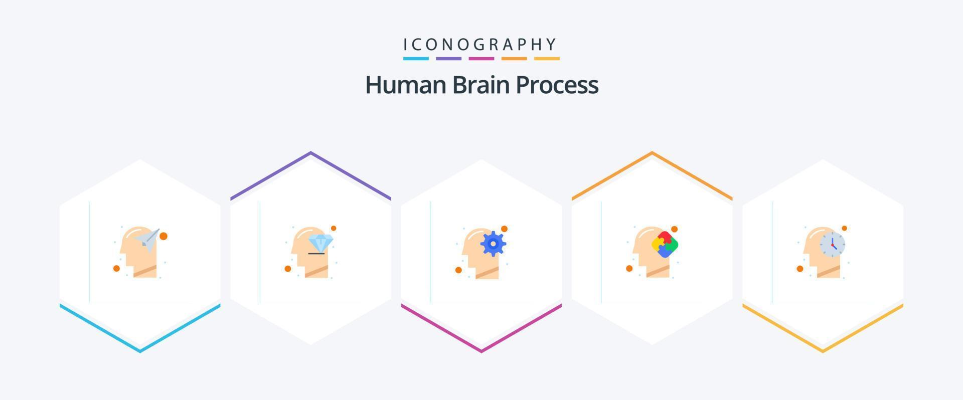 menselijk hersenen werkwijze 25 vlak icoon pak inclusief puzzel. verstand. perfectie. menselijk. werkwijze vector