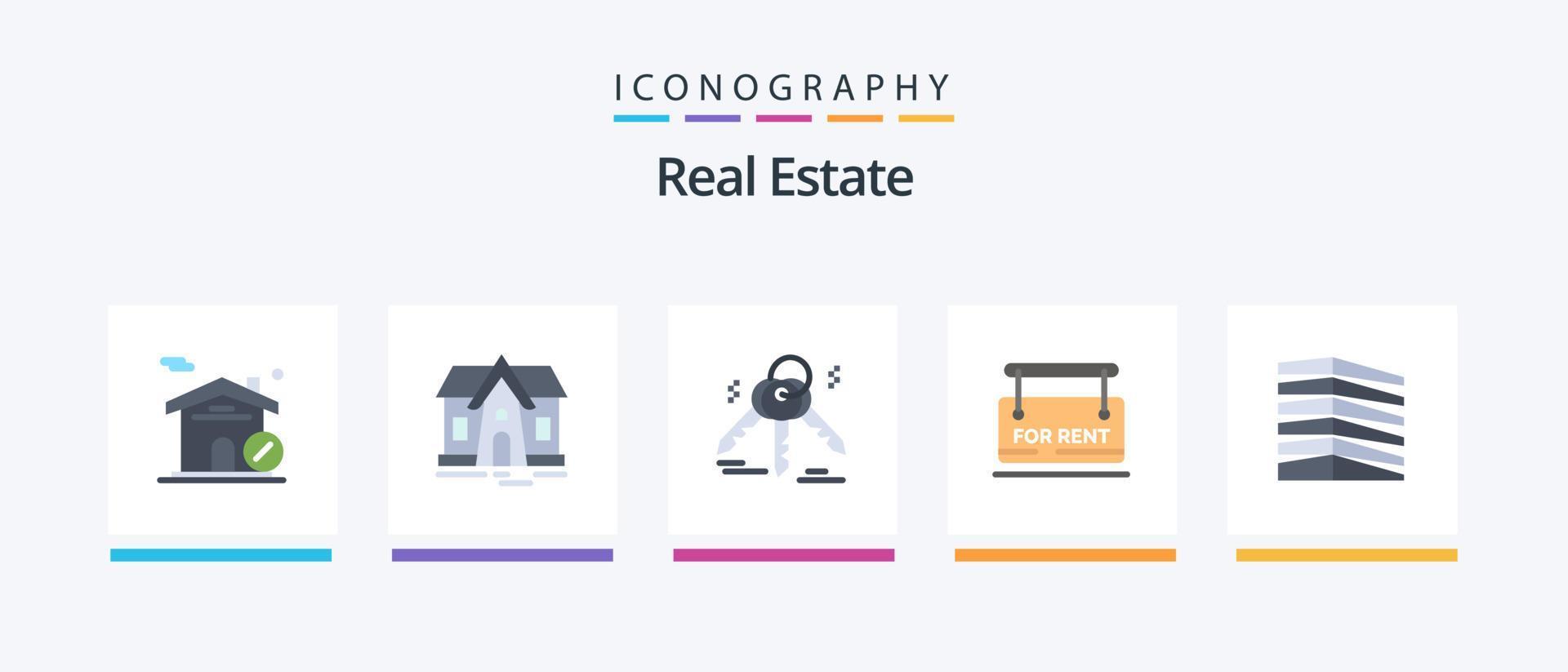 echt landgoed vlak 5 icoon pak inclusief . voor huur. landgoed. kantoor. creatief pictogrammen ontwerp vector