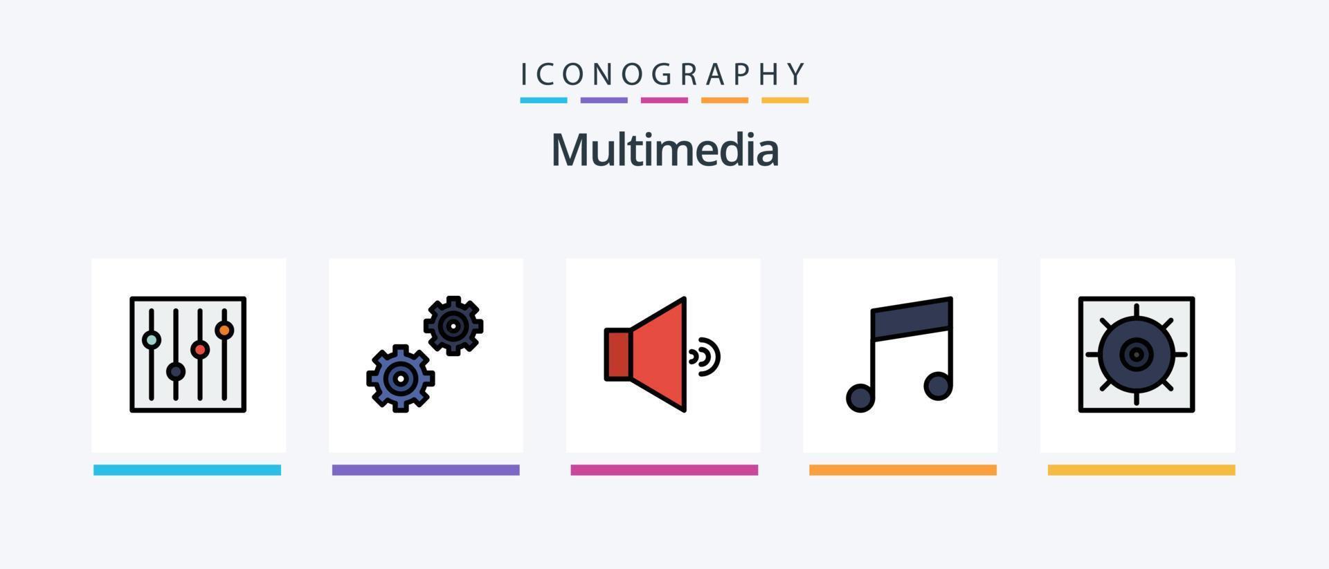 multimedia lijn gevulde 5 icoon pak inclusief . snelheidsmeter. volume. geluid. creatief pictogrammen ontwerp vector