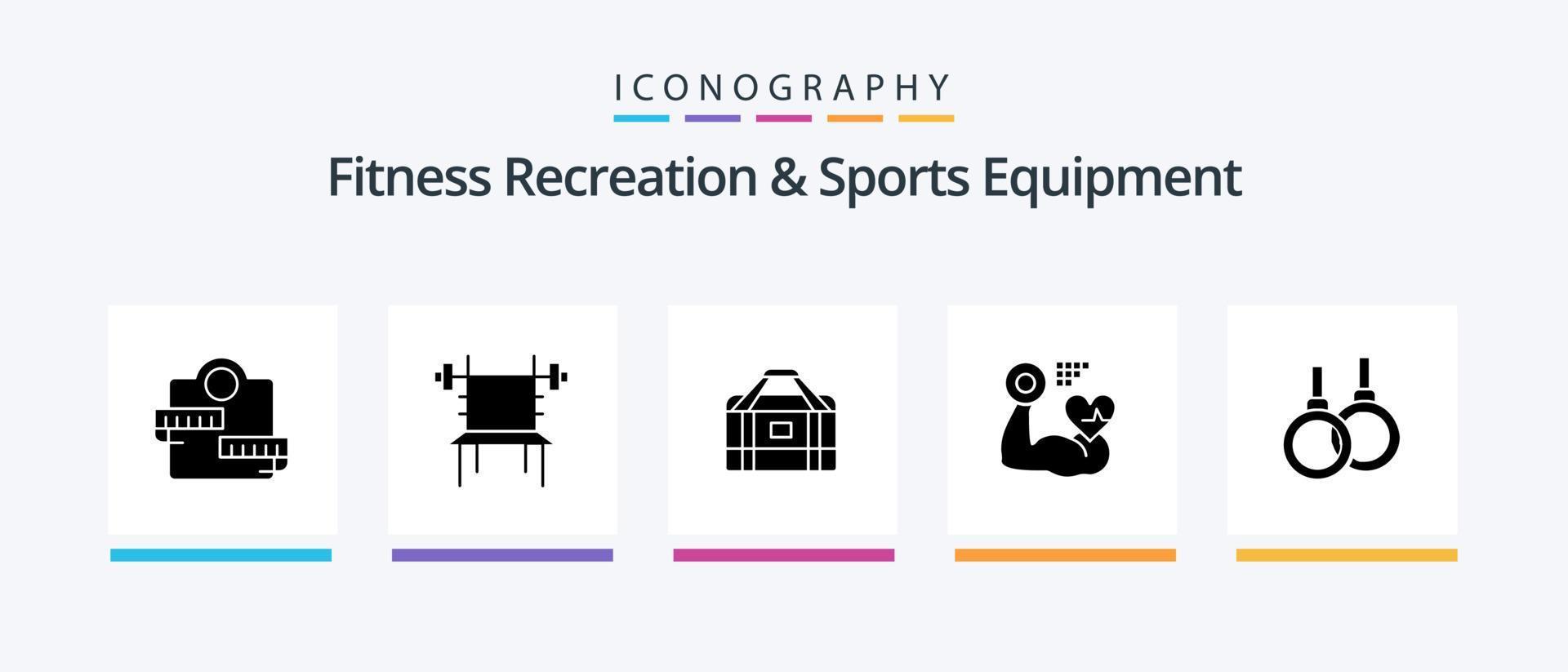 geschiktheid recreatie en sport- uitrusting glyph 5 icoon pak inclusief atletisch. hart. machine. spier. sport. creatief pictogrammen ontwerp vector