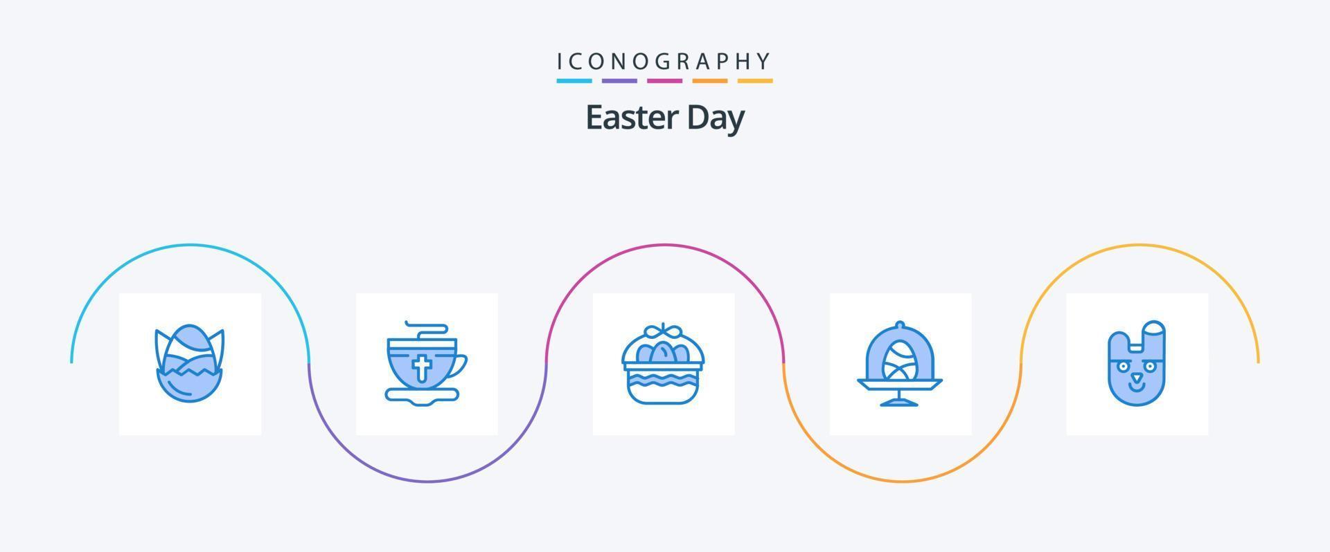 Pasen blauw 5 icoon pak inclusief dier. voedsel. heet. ei. natuur vector