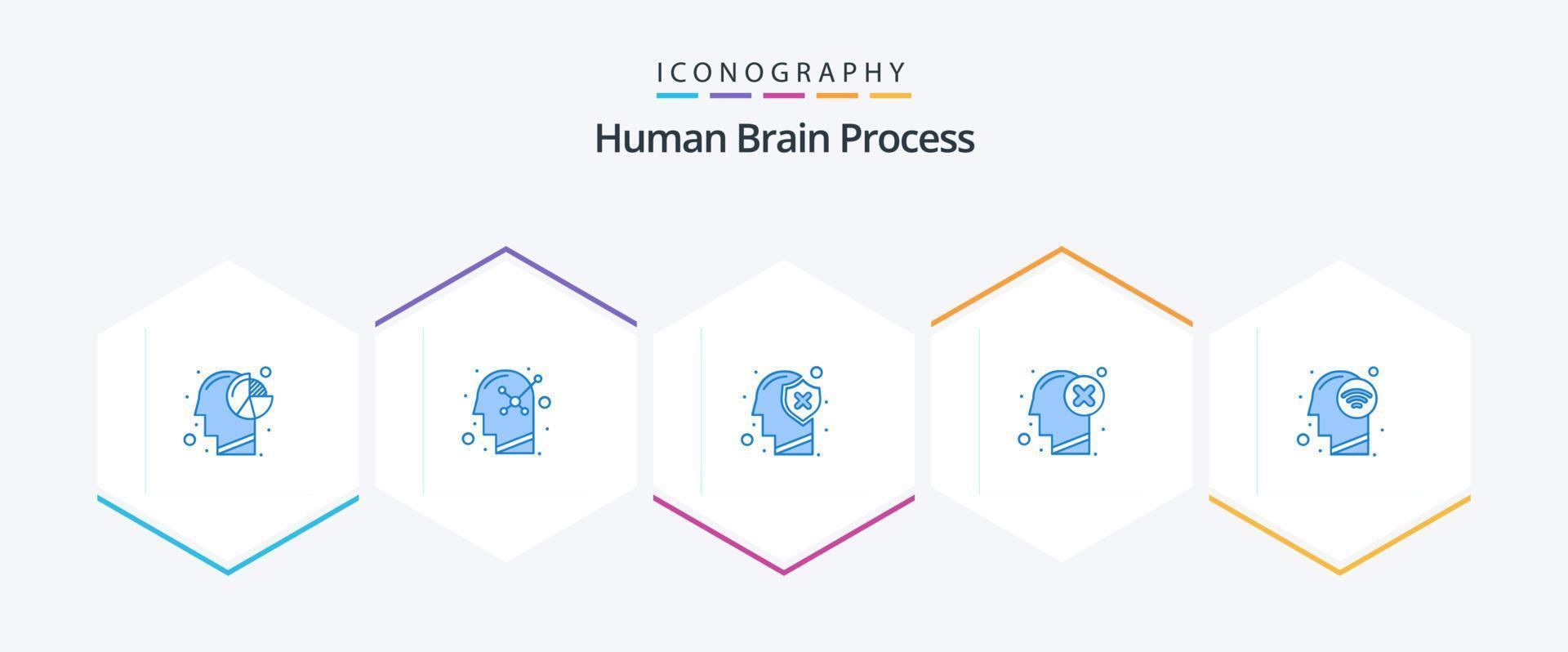 menselijk hersenen werkwijze 25 blauw icoon pak inclusief menselijk. mislukking. menselijk verstand. brein. beschermen vector