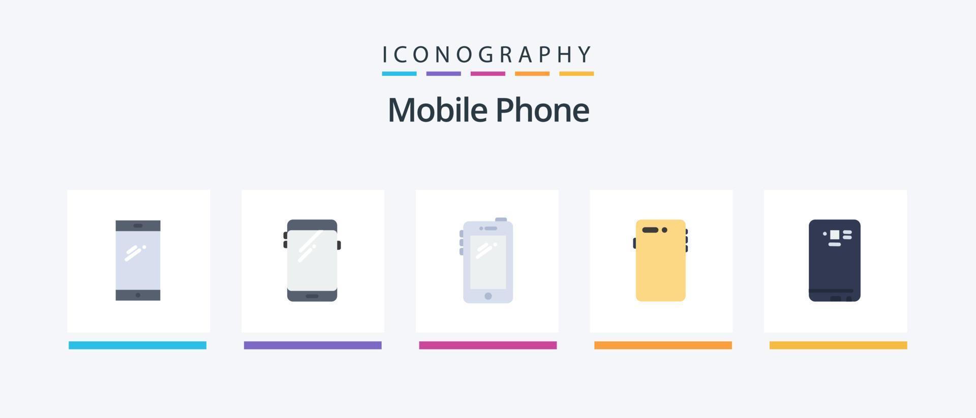 mobiel telefoon vlak 5 icoon pak inclusief . rug.. creatief pictogrammen ontwerp vector