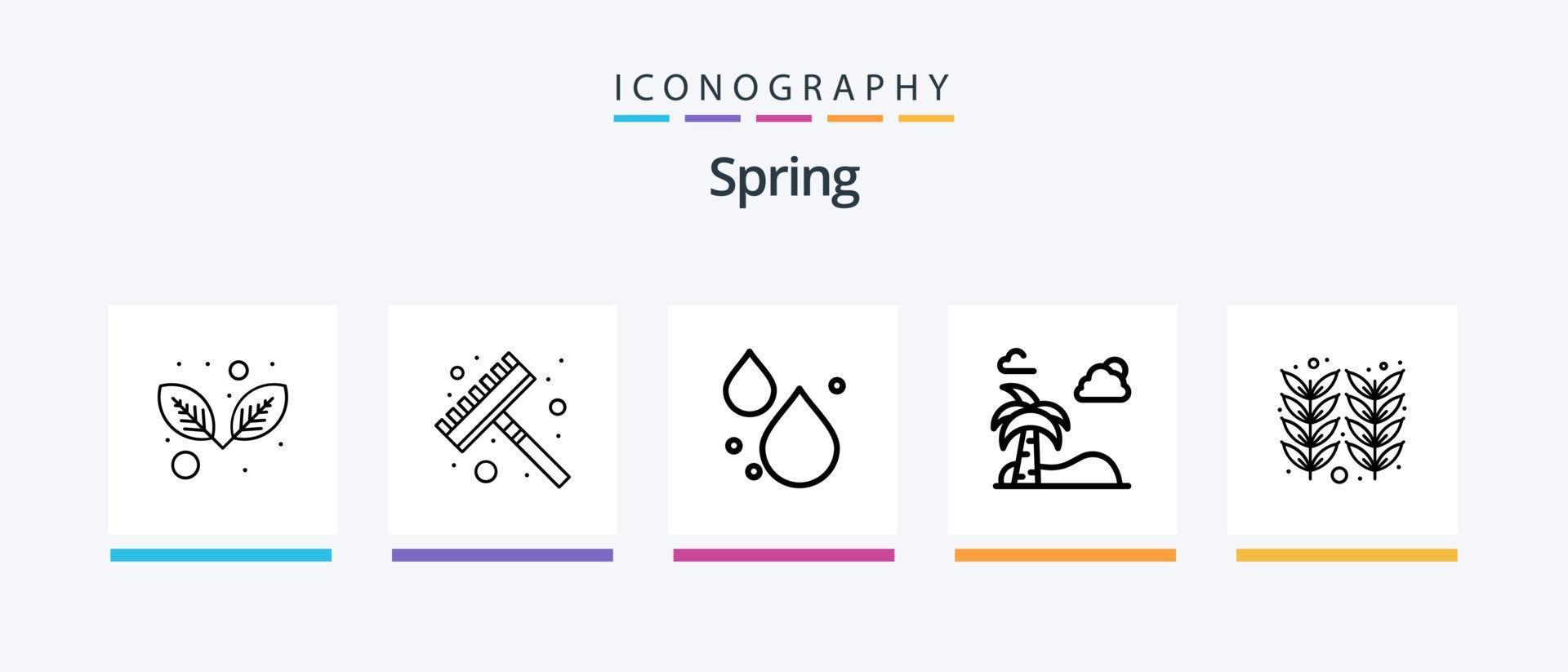 voorjaar lijn 5 icoon pak inclusief groeien. de lente. water. natuur. appel. creatief pictogrammen ontwerp vector