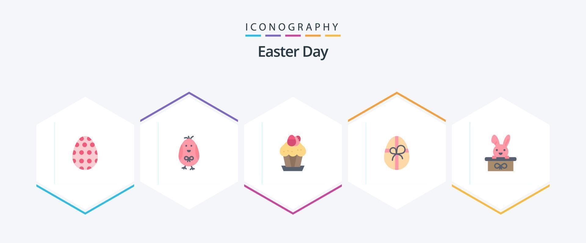 Pasen 25 vlak icoon pak inclusief kar. Pasen. ei. verjaardag. Pasen vector
