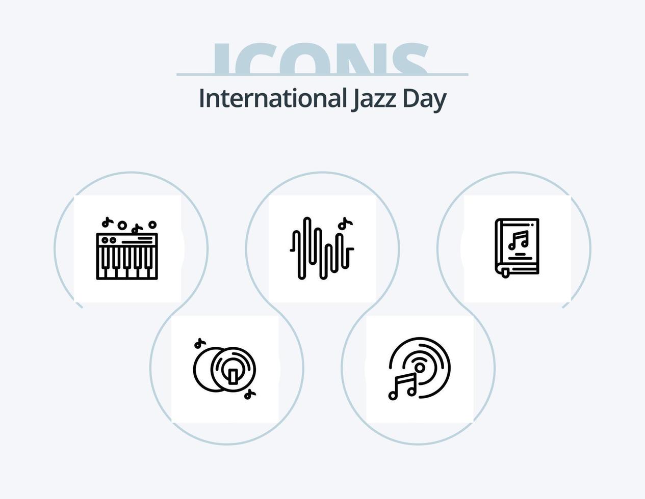 Internationale jazz- dag lijn icoon pak 5 icoon ontwerp. . zanger. . muziek- vector