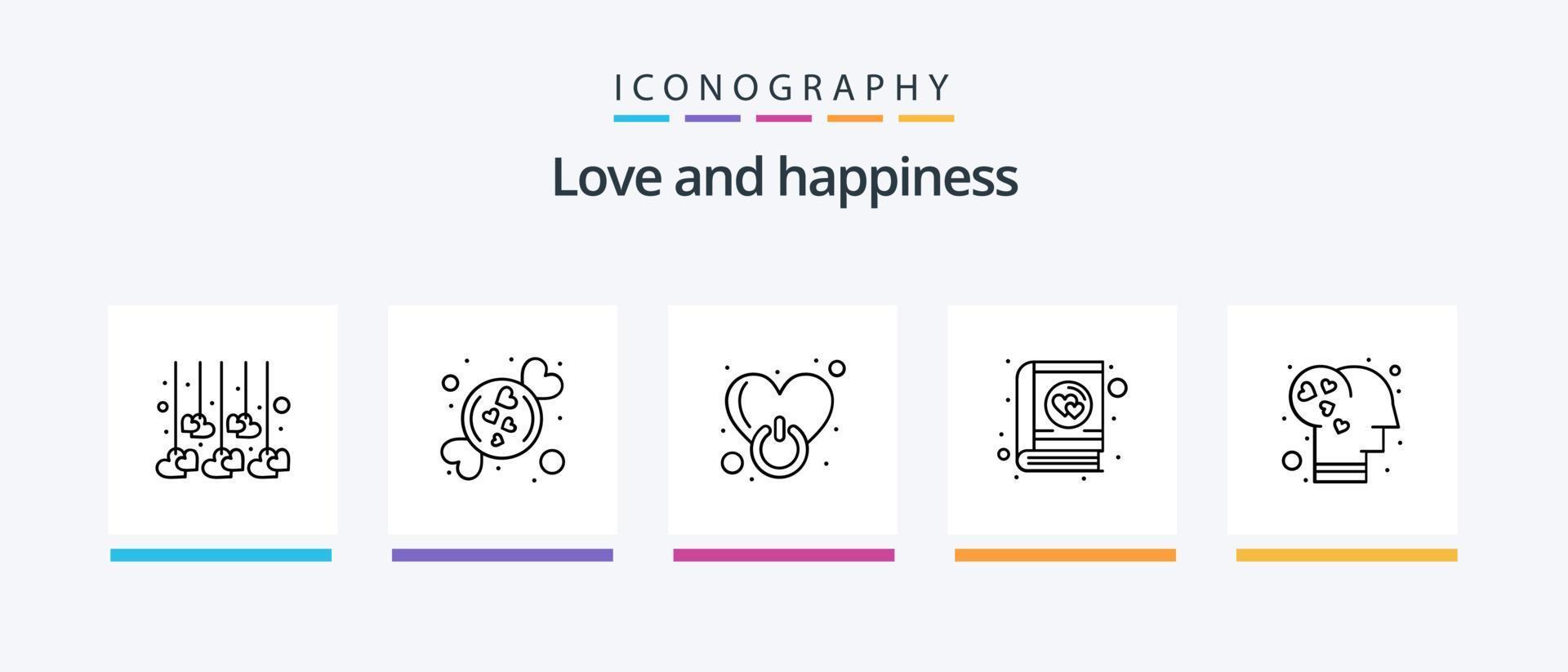 liefde lijn 5 icoon pak inclusief hart. hart. uit. koekjes. liefde. creatief pictogrammen ontwerp vector