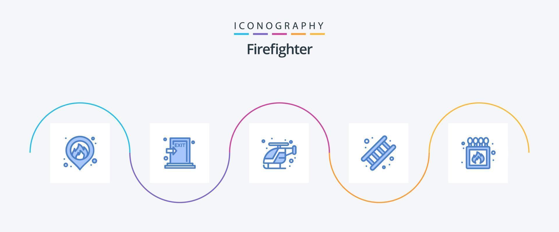 brandweerman blauw 5 icoon pak inclusief camping. onderhoud. noodgeval. functie. brand vector