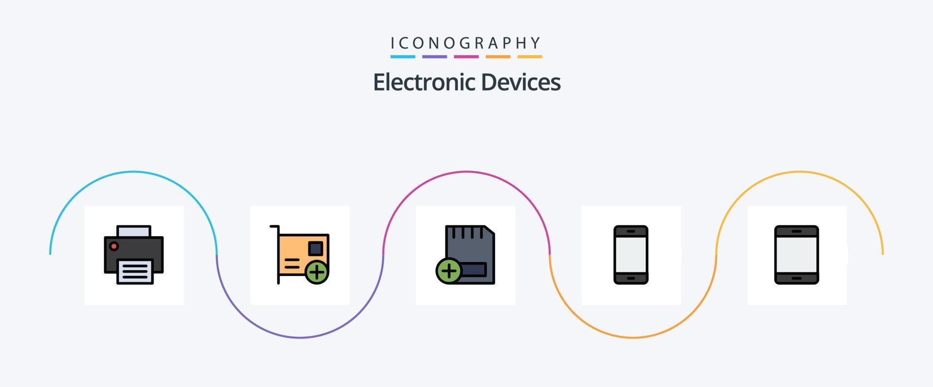 apparaten lijn gevulde vlak 5 icoon pak inclusief apparaatje. computers. apparaten. iphone. apparaatje vector