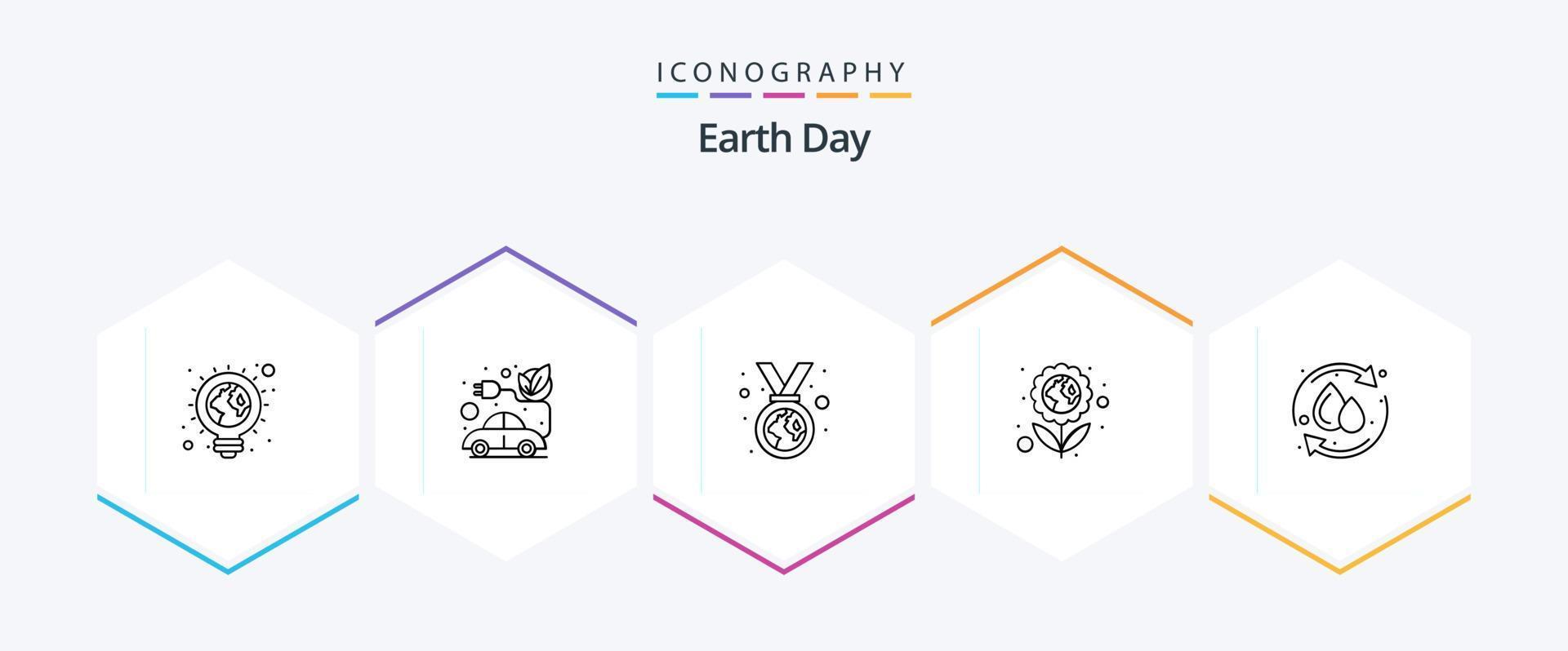 aarde dag 25 lijn icoon pak inclusief ecologie. groente. groente. bloem. insigne vector