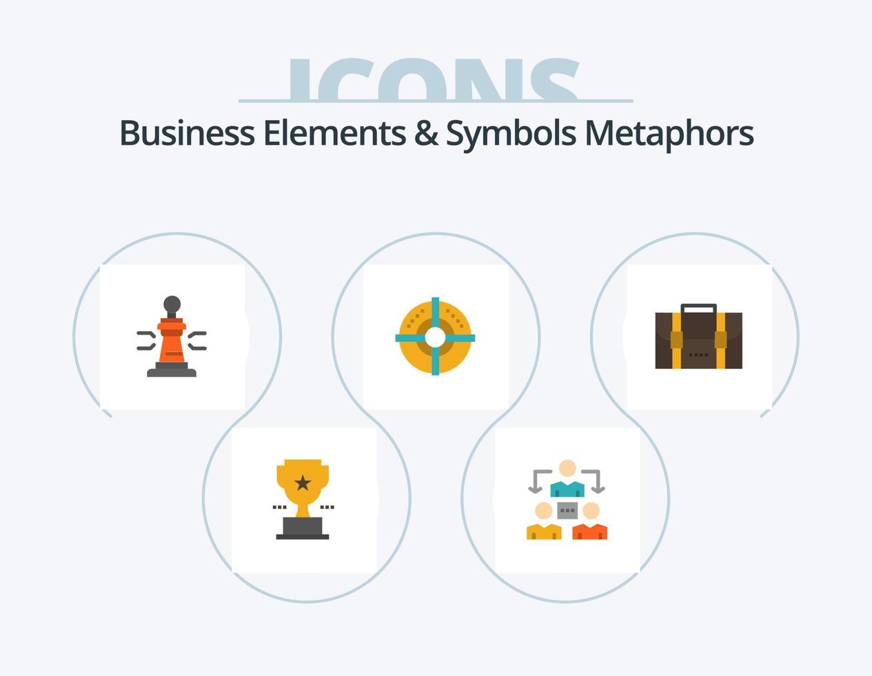 bedrijf elementen en symbolen metaforen vlak icoon pak 5 icoon ontwerp. rugzak. strategie. schaken. pijl. poker vector
