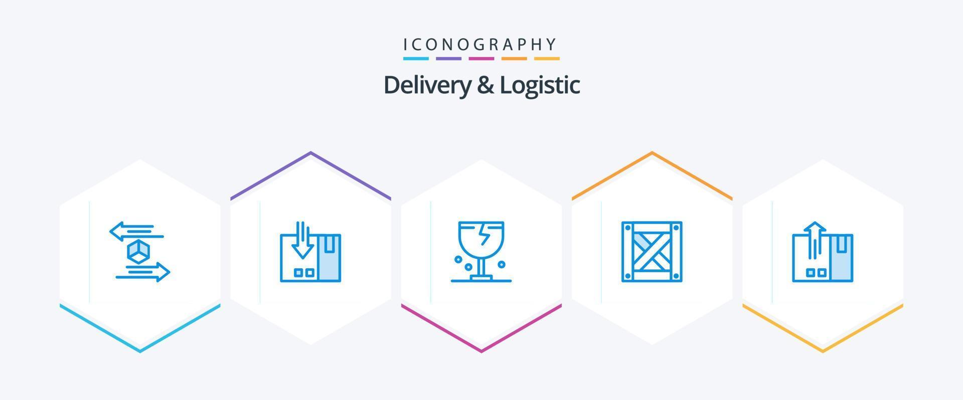 levering en logistiek 25 blauw icoon pak inclusief hout. logistiek. inpakken. Verzenden. breekbaar vector