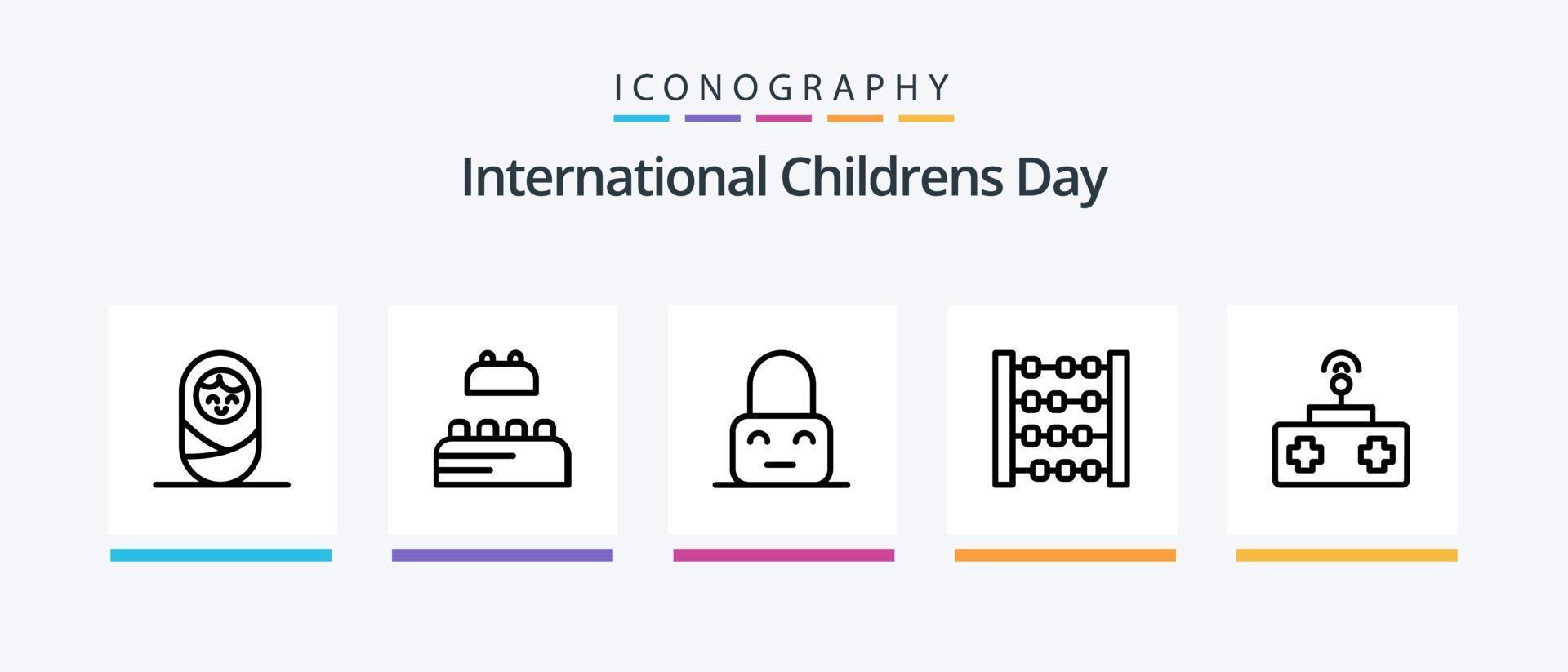 baby lijn 5 icoon pak inclusief baby. afgelegen controle. ontgrendelen. rc. speelgoed. creatief pictogrammen ontwerp vector