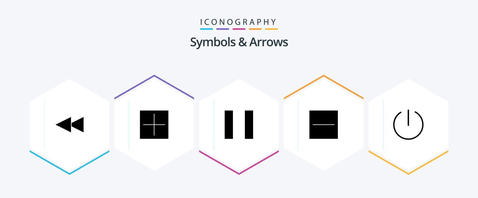 symbolen en pijlen 25 glyph icoon pak inclusief . verwijderen. . schakelaar vector