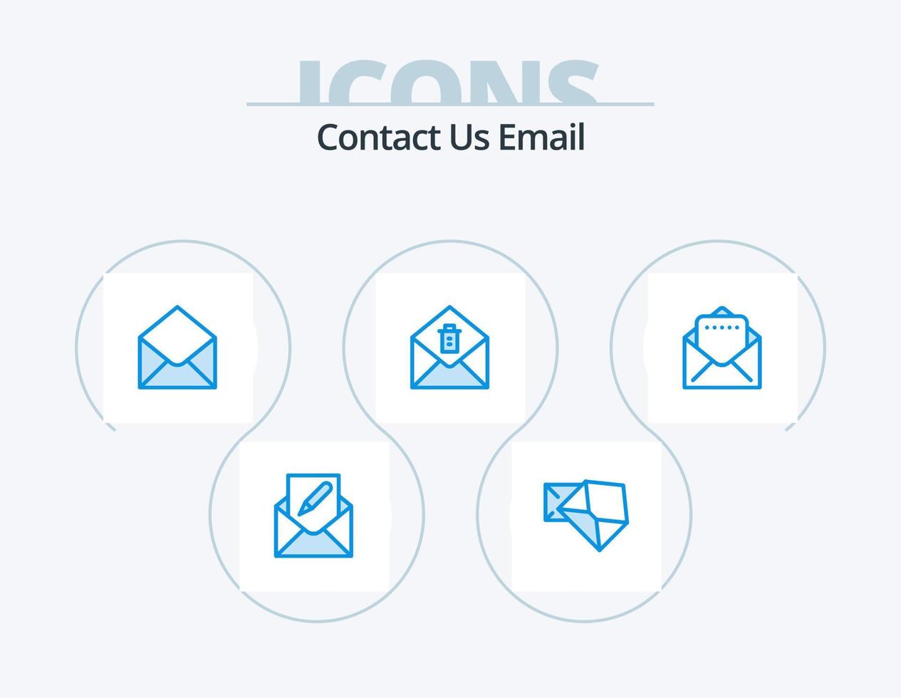 e-mail blauw icoon pak 5 icoon ontwerp. mail. verwijderen. open. bericht. bericht vector