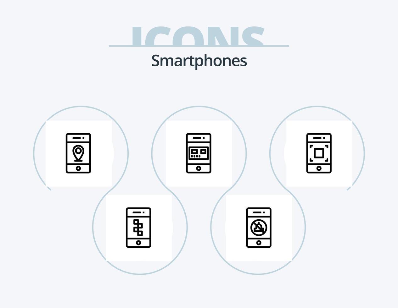 smartphones lijn icoon pak 5 icoon ontwerp. mensen. smartphone. technologie. mobiel. sport vector