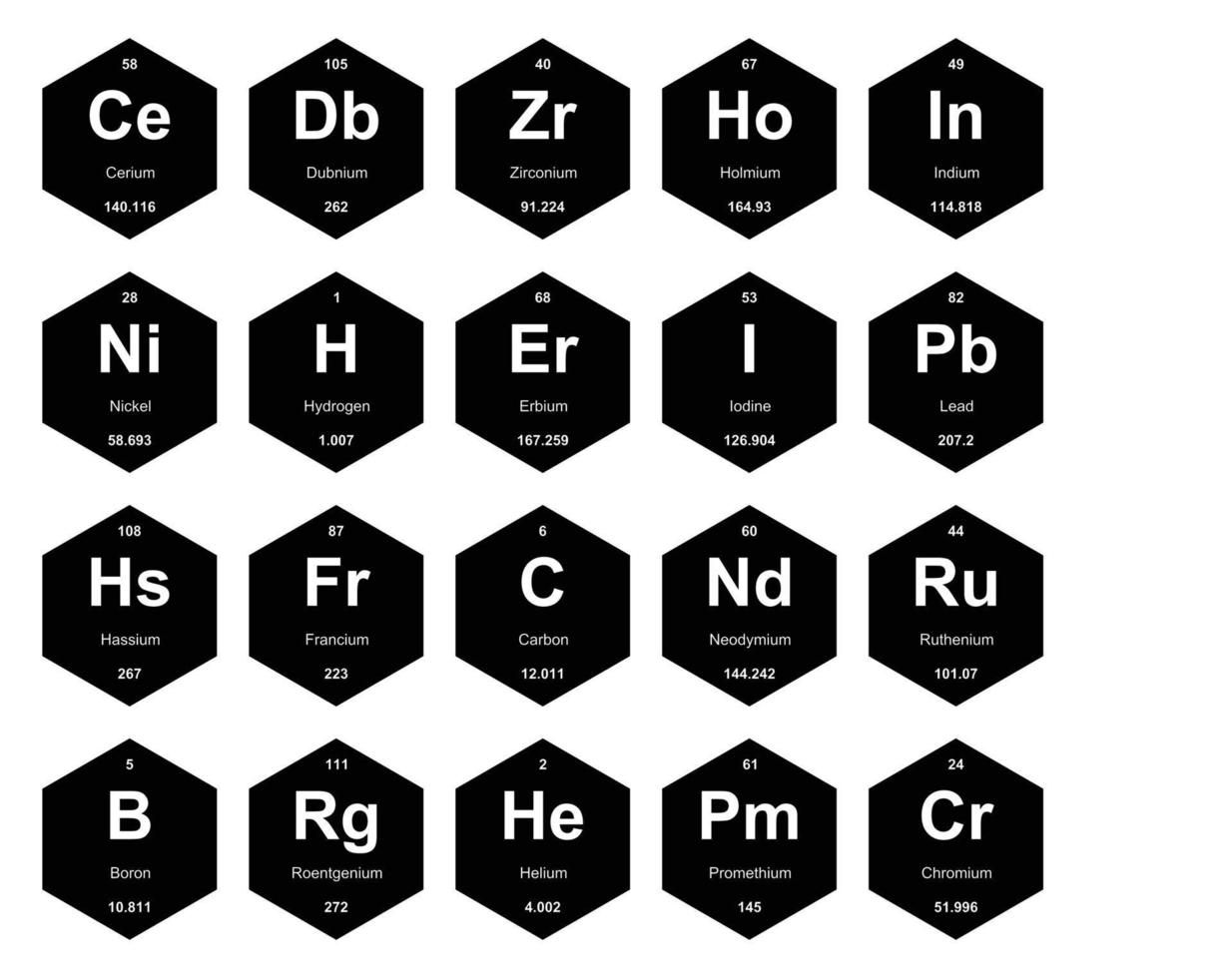 20 preiodisch tafel van de elementen icoon pak ontwerp vector