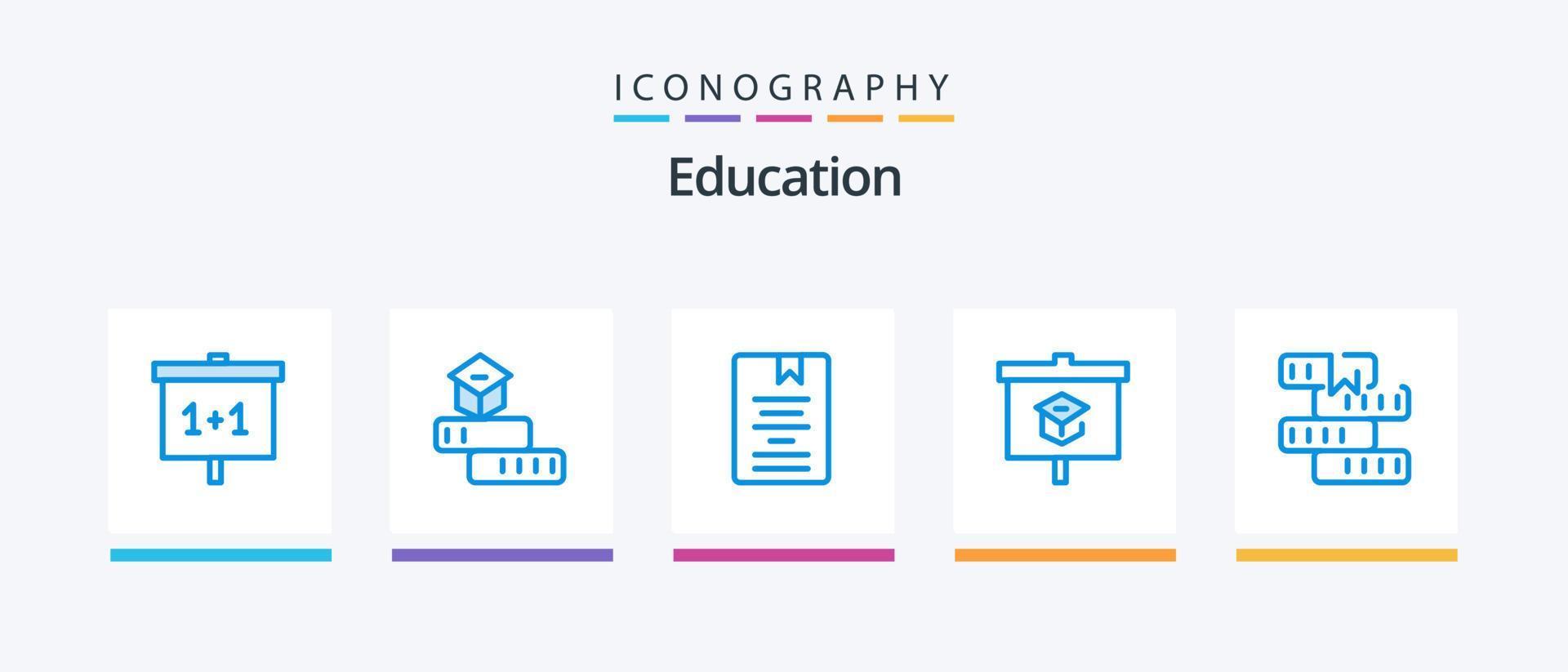 onderwijs blauw 5 icoon pak inclusief presentatie. grafiek. school. aan het leren. onderwijs. creatief pictogrammen ontwerp vector