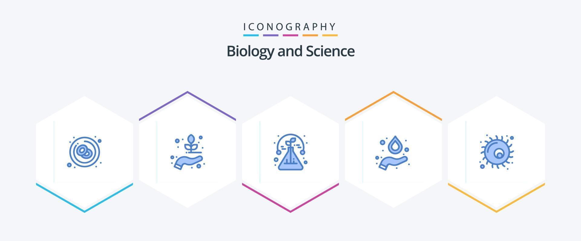 biologie 25 blauw icoon pak inclusief biologie. wetenschap. biologie. waterstof. buis vector